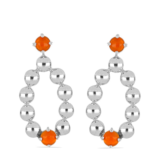 Strieborné Náušnice s Oranžovým Ohnivým Opálom