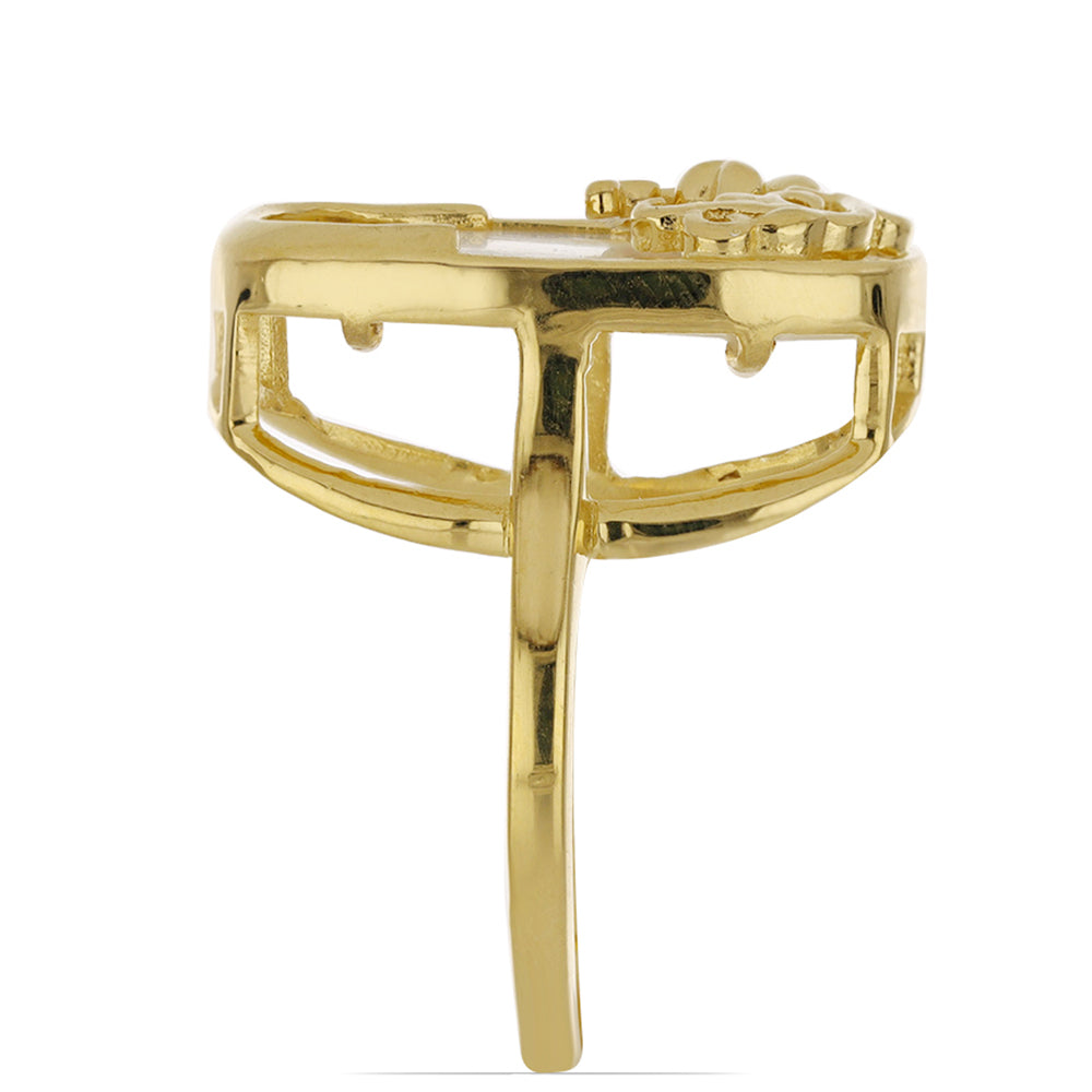 Pozlátený Strieborný Prsteň s Lastúrou