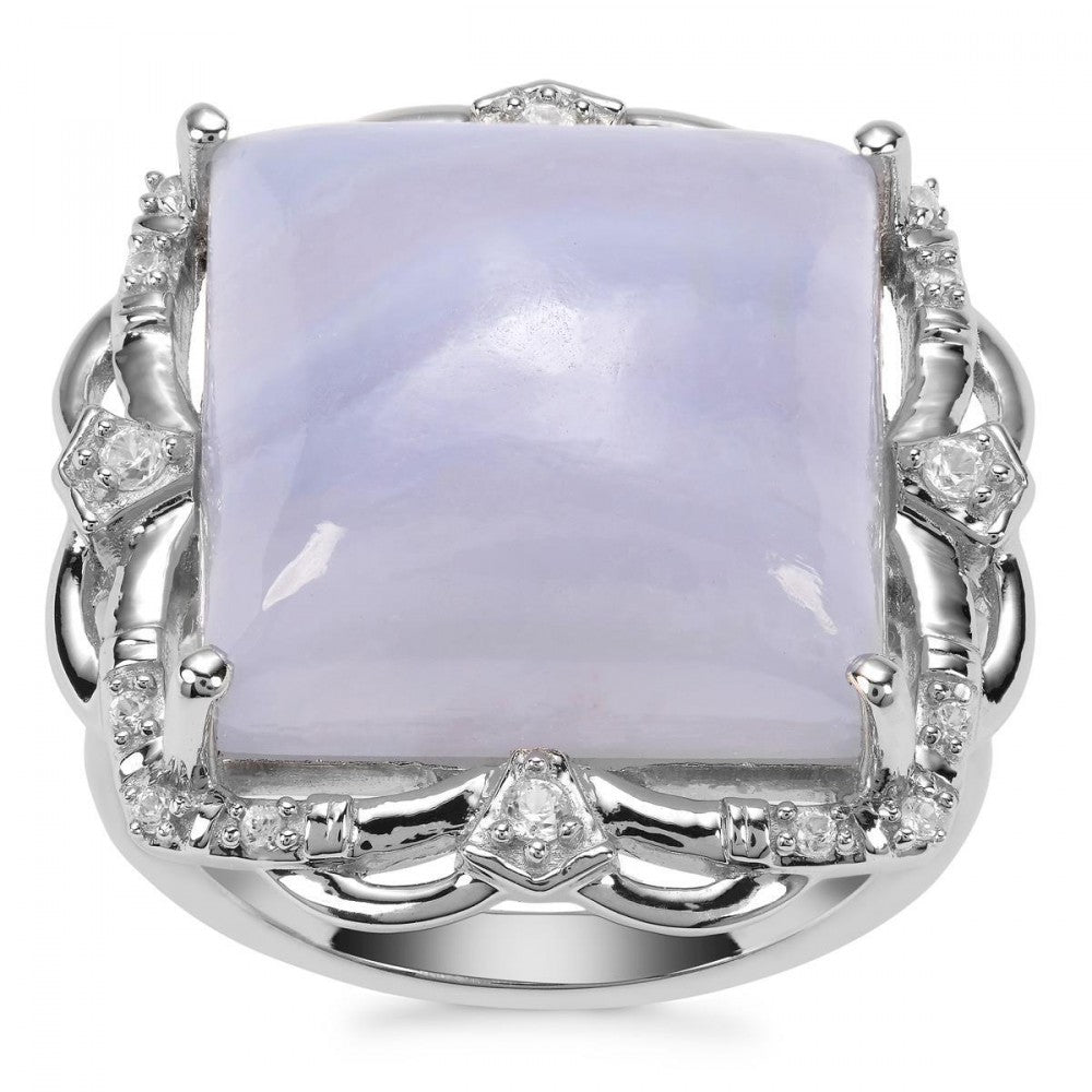 Pozlátený Strieborný Prsteň s Levanduľovým Jadeitom z Marsden River a Bielym Topásom