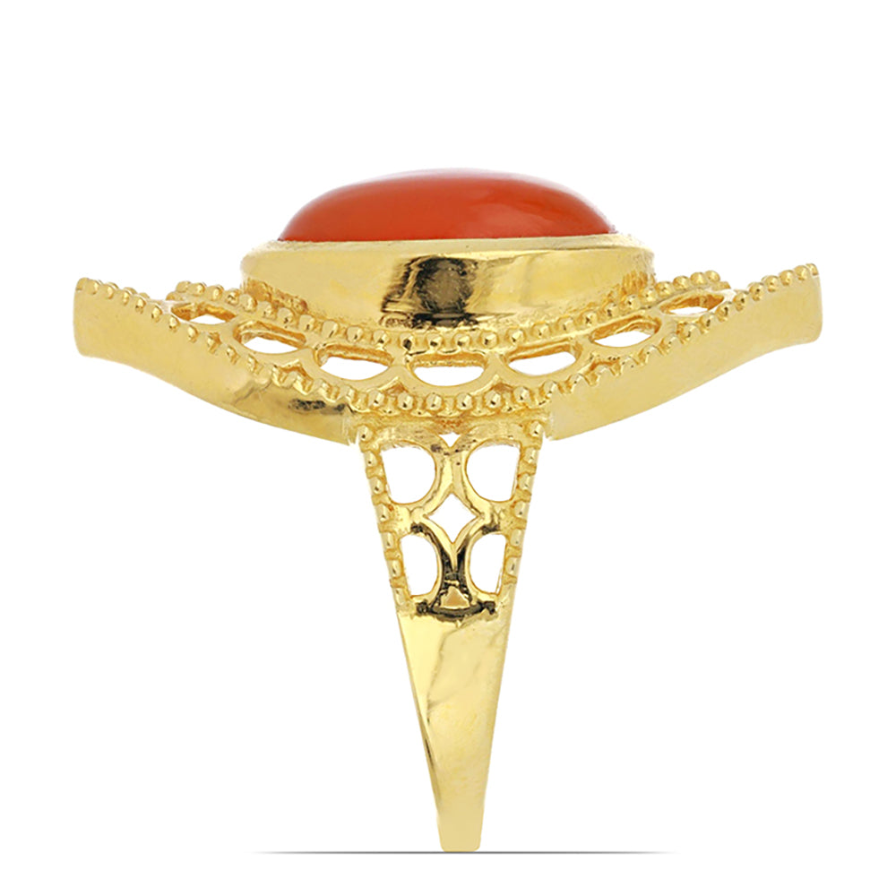 Pozlátený Strieborný Prsteň s Karneolom z Tagebau