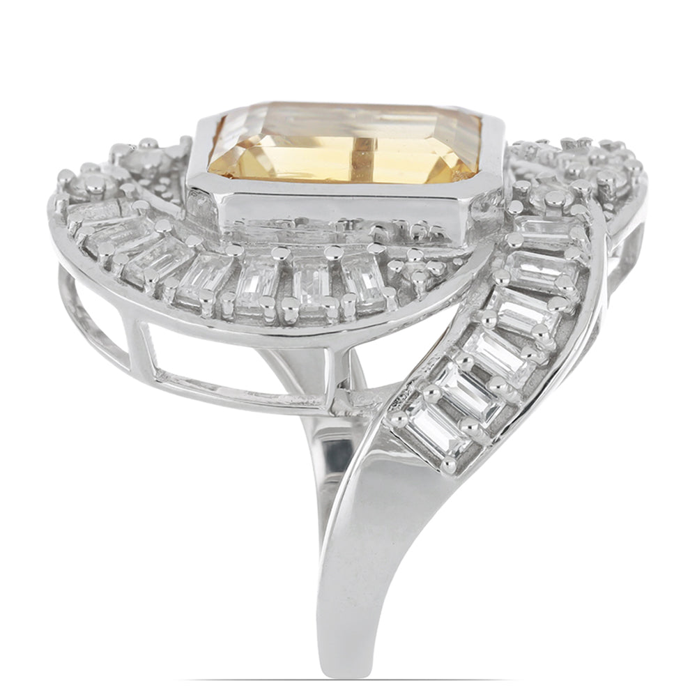 Strieborný Prsteň s Uralským Citrínom a Bielym Topásom