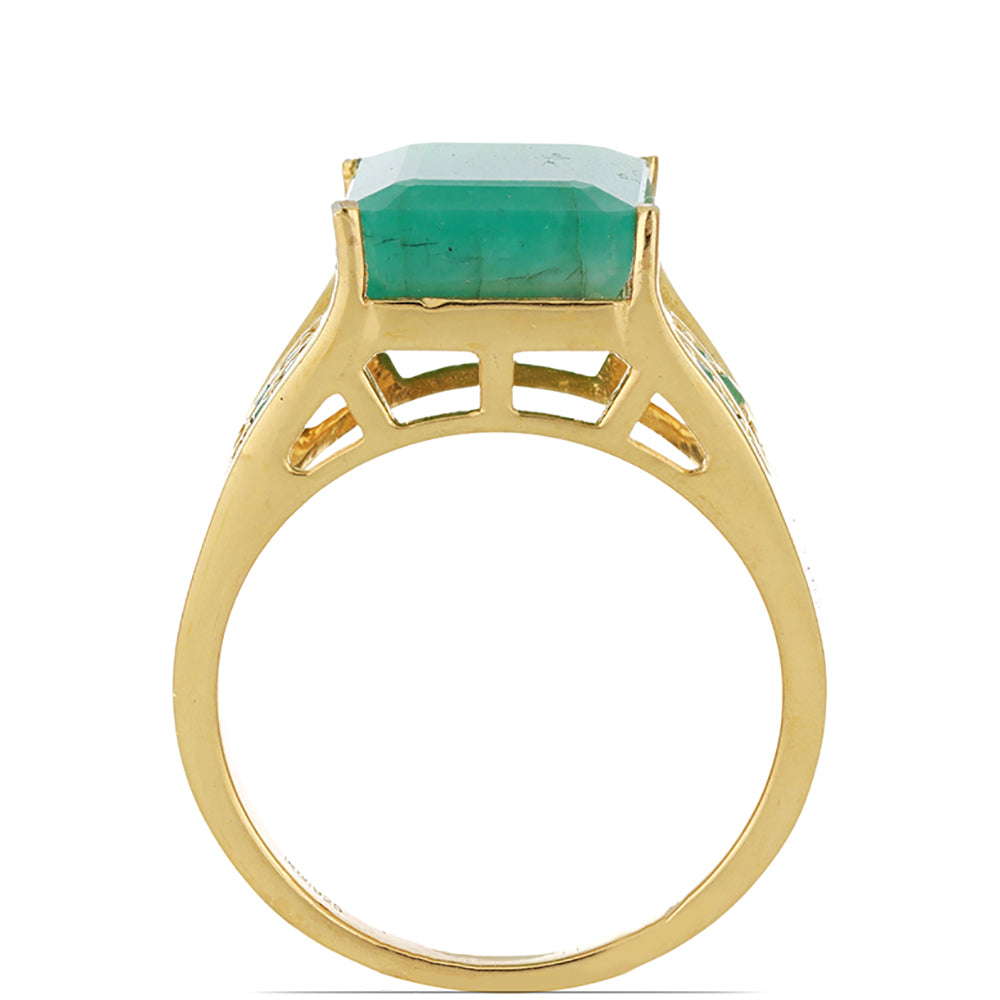 Pozlátený Strieborný Prsteň s Brazílskym Smaragdom