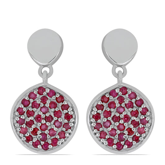 Strieborné Náušnice s Madagaskarským Rubínom