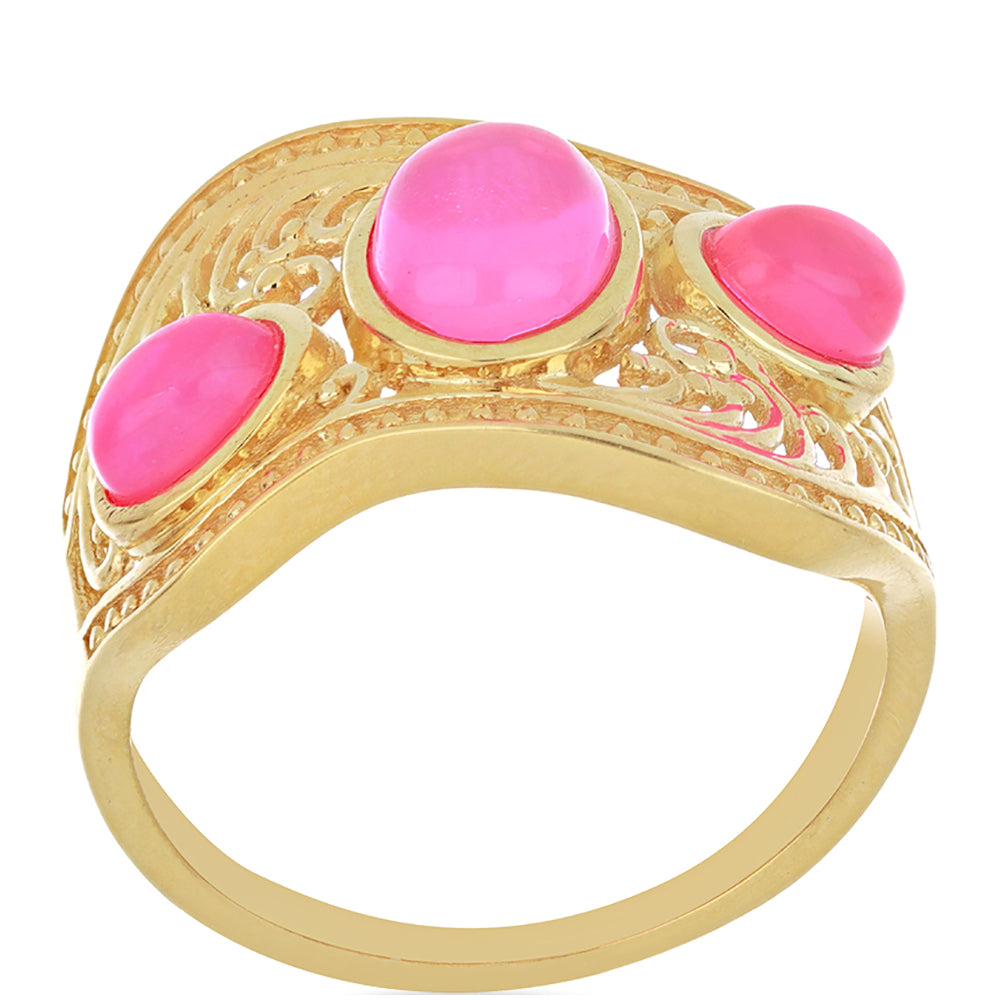 Pozlátený Strieborný Prsteň s Etiópskym Sýto Ružovým Opálom z Lega Dembi