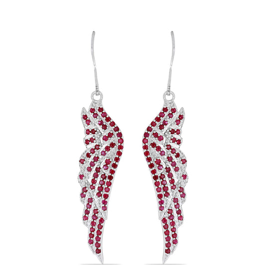 Strieborné Náušnice s Madagaskarským Rubínom