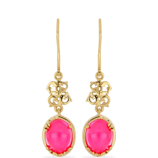 Pozlátené Strieborné Náušnice s Etiópskym Sýto Ružovým Opálom z Lega Dembi