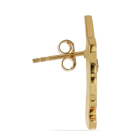 Pozlátené Strieborné Náušnice s so Smaltom a Čiernym Spinelom z Gorno Badakhshanu