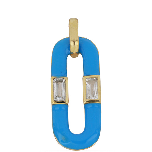 Pozlátený Strieborný Prívesok s so Smaltom a Bielym Topásom