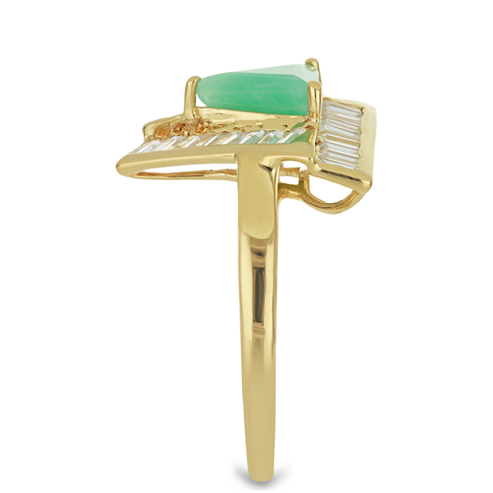Pozlátený Strieborný Prsteň s Brazílskym Smaragdom a Bielym Zirkónom