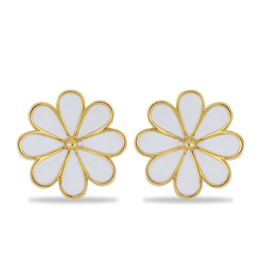 Pozlátené Strieborné Náušnice s so Smaltom