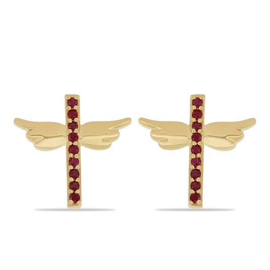 Pozlátené Strieborné Náušnice s Madagaskarským Rubínom