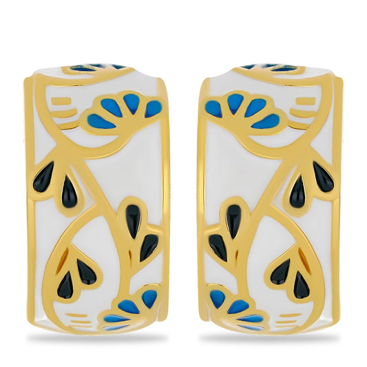 Pozlátené Strieborné Náušnice s so Smaltom