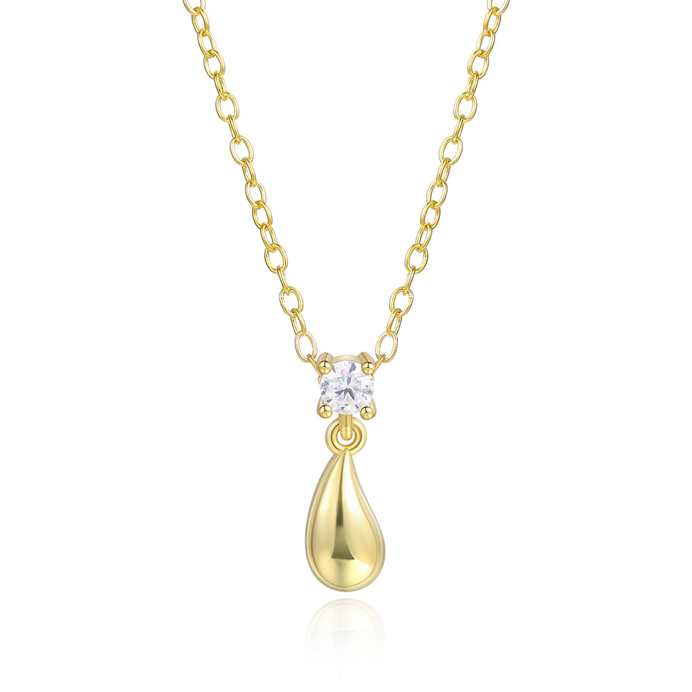 Pozlátený Zliatinový Náhrdelník s Bielym Emporia® Krištáľom 1 