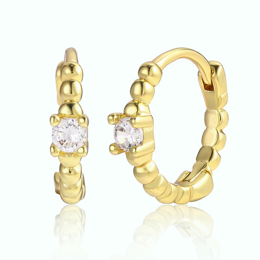 Pozlátené Zliatinové Náušnice s Bielym Emporia® Krištáľom
