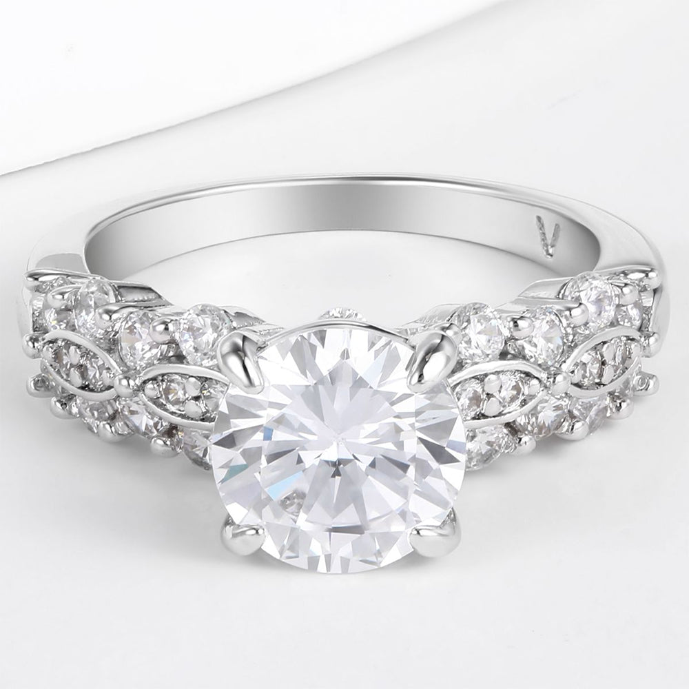 Pozlátený Zliatinový Prsteň s Bielym Emporia® Krištáľom 1 