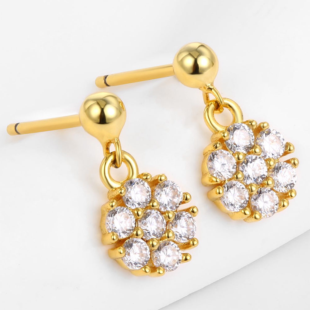 Pozlátené Zliatinové Náušnice s Bielym Emporia® Krištáľom