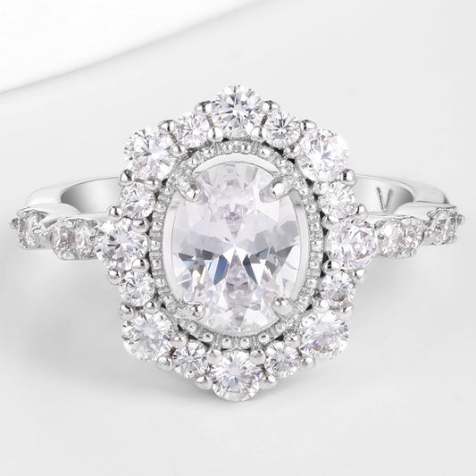 Pozlátený Zliatinový Prsteň s Bielym Emporia® Krištáľom