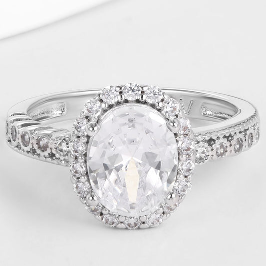 Pozlátený Zliatinový Prsteň s Bielym Emporia® Krištáľom