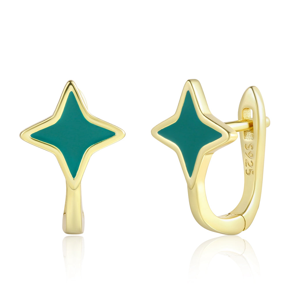 Pozlátené Zliatinové Náušnice s so Zeleným Emporia® Krištáľom 1 