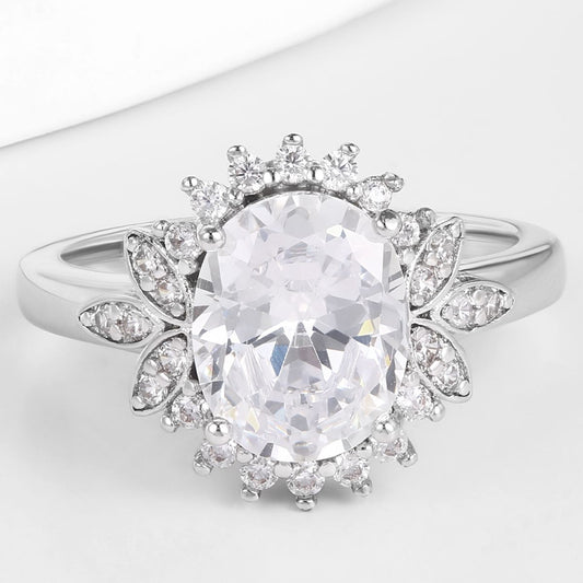 Pozlátený Zliatinový Prsteň s Bielym Emporia® Krištáľom