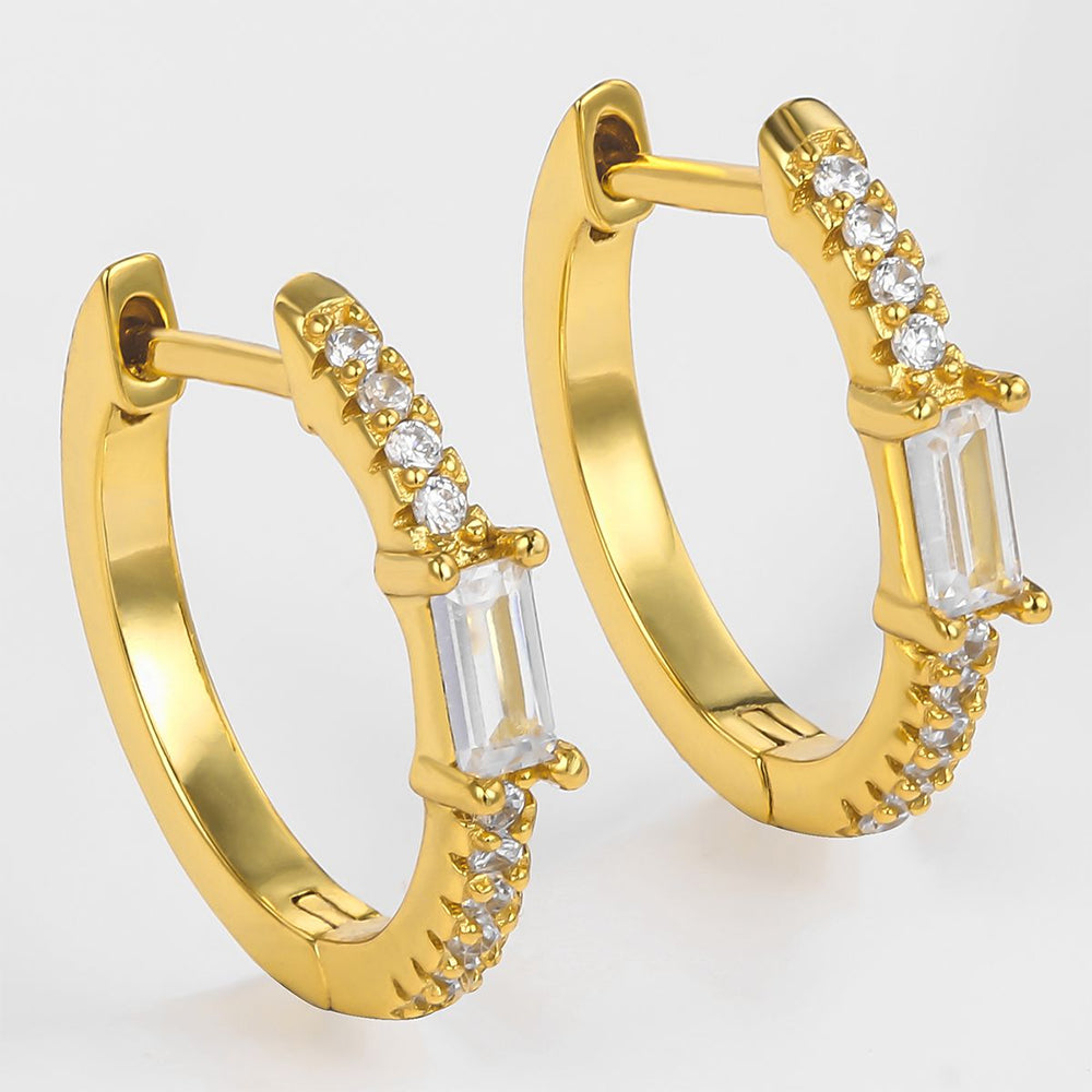 Pozlátené Zliatinové Náušnice s Bielym Emporia® Krištáľom 1 