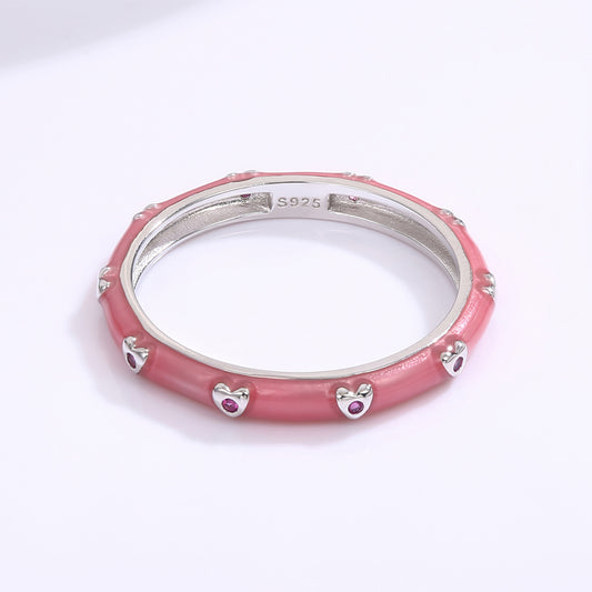 Pozlátený Zliatinový Prsteň s Bielym Emporia® Krištáľom a so Smaltom