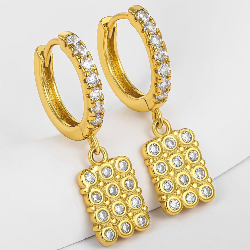 Pozlátené Zliatinové Náušnice s Bielym Emporia® Krištáľom 1 