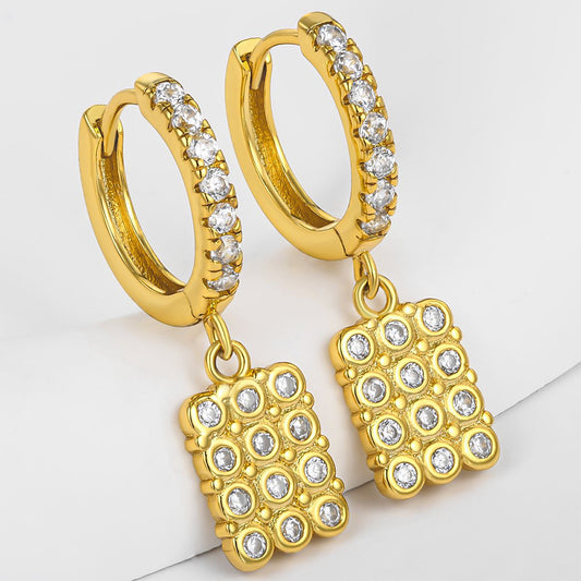 Pozlátené Zliatinové Náušnice s Bielym Emporia® Krištáľom