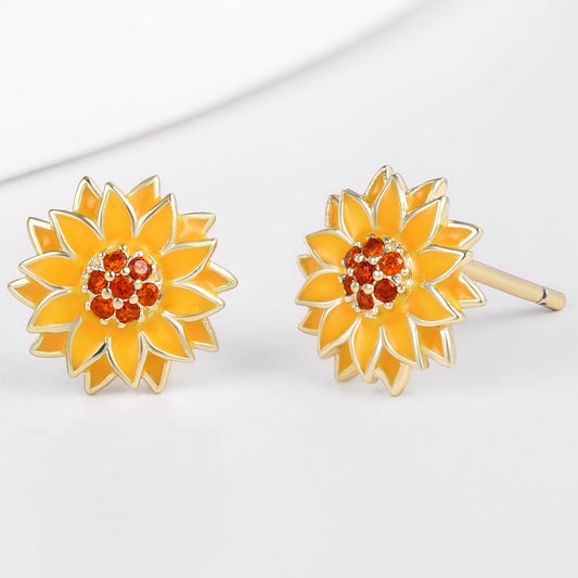 Pozlátené Zliatinové Náušnice s Červeným Emporia® Krištáľom a so Smaltom