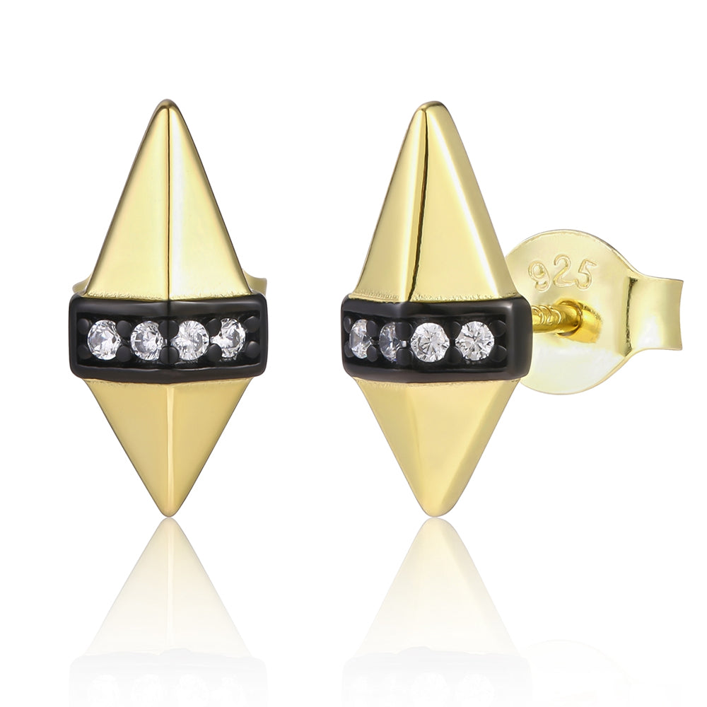 Pozlátené Zliatinové Náušnice s Bielym Emporia® Krištáľom a so Smaltom 1 