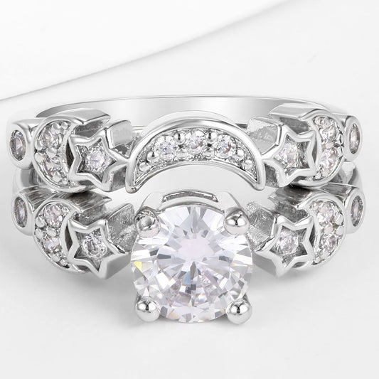 Pozlátený Zliatinový Prsteň s Bielym Emporia® Krištáľom