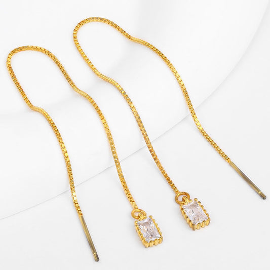 Pozlátené Zliatinové Náušnice s Bielym Emporia® Krištáľom