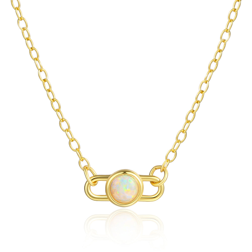 Pozlátený Zliatinový Náhrdelník s Bielym Emporia® Krištáľom