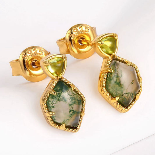Pozlátené Zliatinové Náušnice s so Zeleným Emporia® Krištáľom
