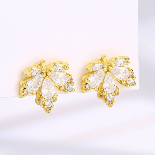 Pozlátené Zliatinové Náušnice s Bielym Emporia® Krištáľom