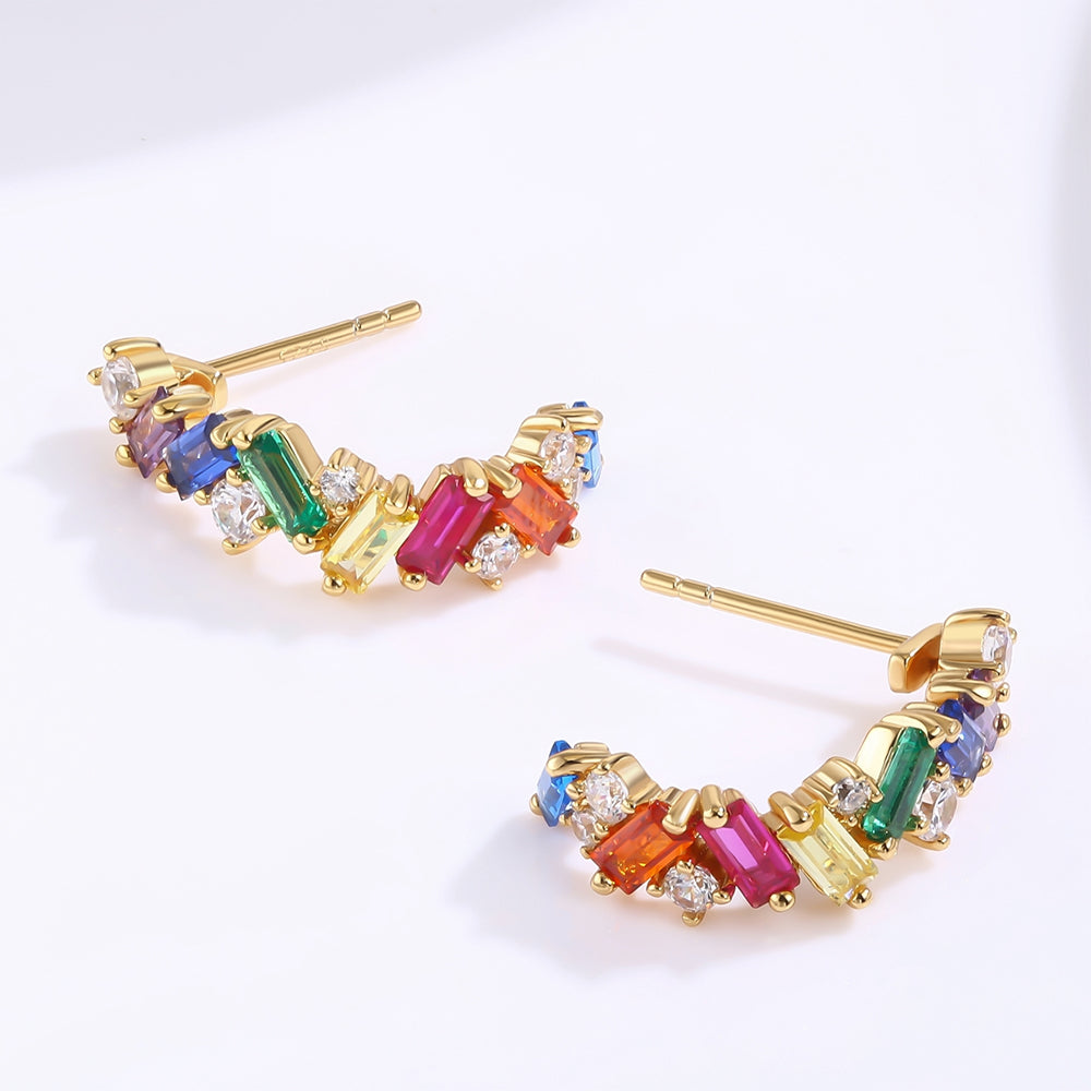 Pozlátené Zliatinové Náušnice s Červeným Emporia® Krištáľom a so Zeleným Emporia® Krištáľom 1 