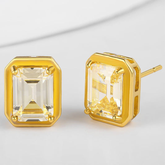 Pozlátené Zliatinové Náušnice s Bielym Emporia® Krištáľom