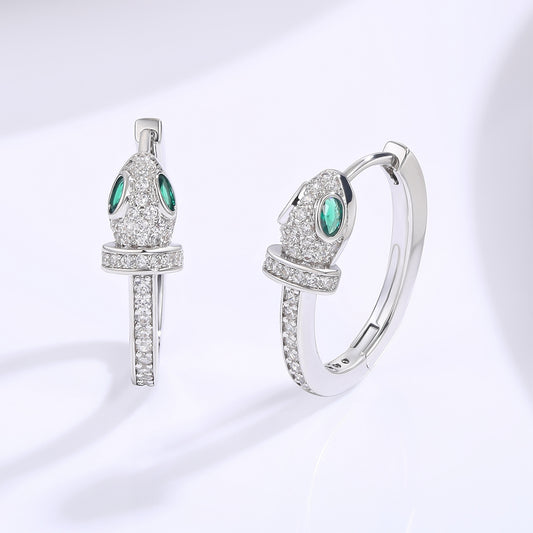 Pozlátené Zliatinové Náušnice s so Zeleným Emporia® Krištáľom a Bielym Emporia® Krištáľom