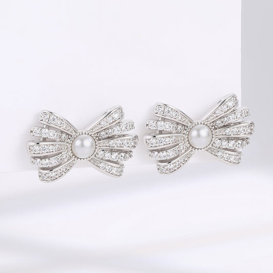 Pozlátené Zliatinové Náušnice s Bielym Emporia® Krištáľom