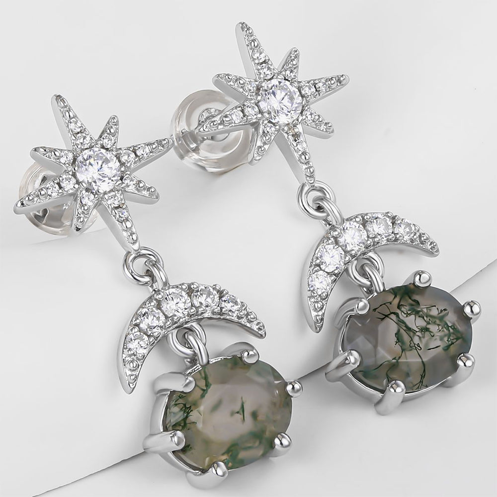 Pozlátené Zliatinové Náušnice s so Zeleným Emporia® Krištáľom a Bielym Emporia® Krištáľom 1 