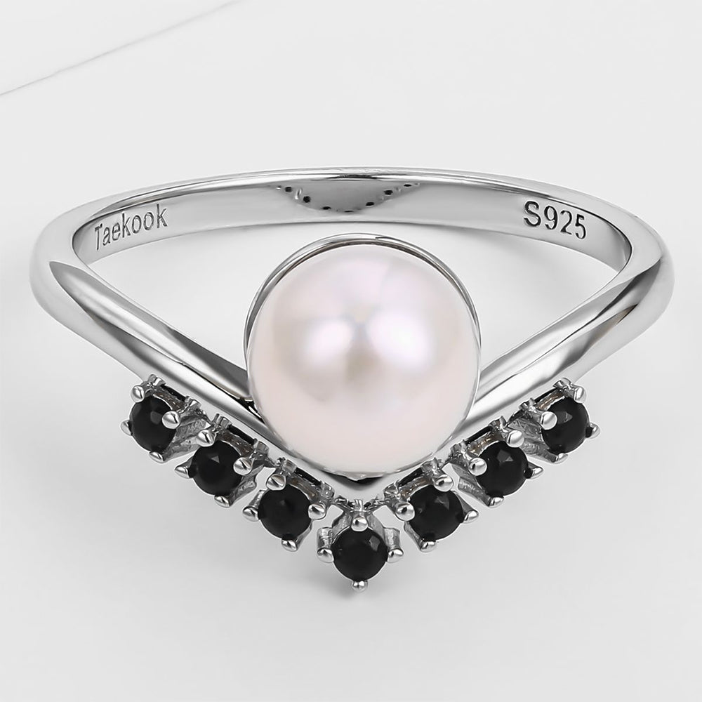 Pozlátený Zliatinový Prsteň s Čiernym Emporia® Krištáľom 1 