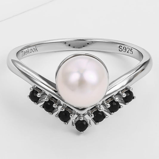 Pozlátený Zliatinový Prsteň s Čiernym Emporia® Krištáľom