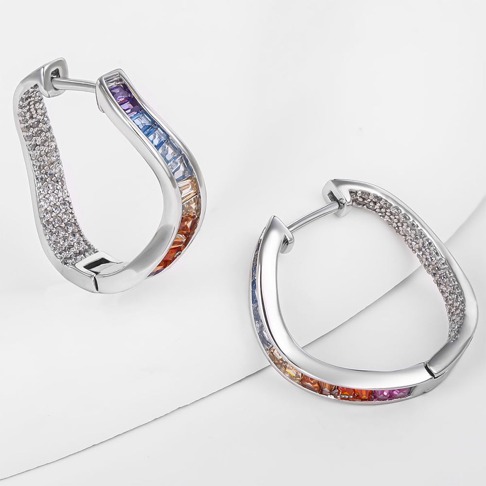 Pozlátené Zliatinové Náušnice s Modrým Emporia® Krištáľom a Červeným Emporia® Krištáľom 1 