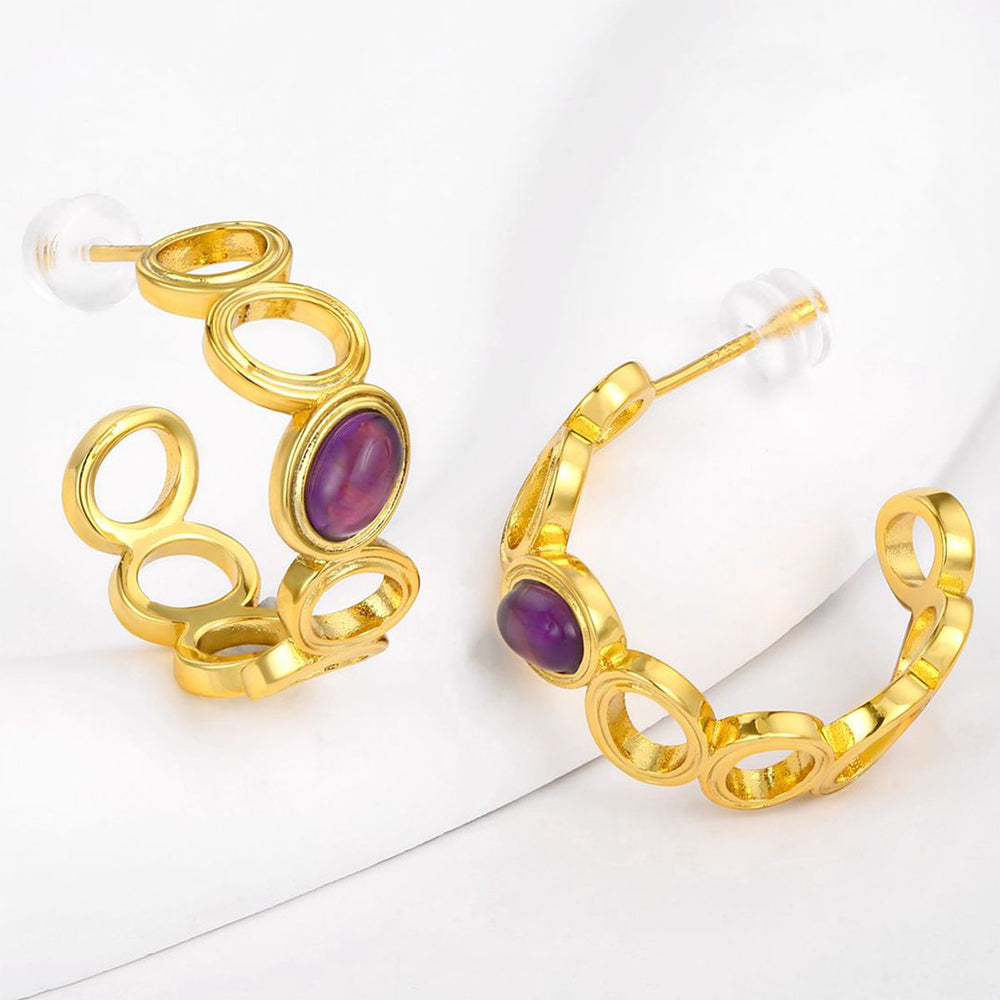 Pozlátené Zliatinové Náušnice s Fialovým Emporia® Krištáľom