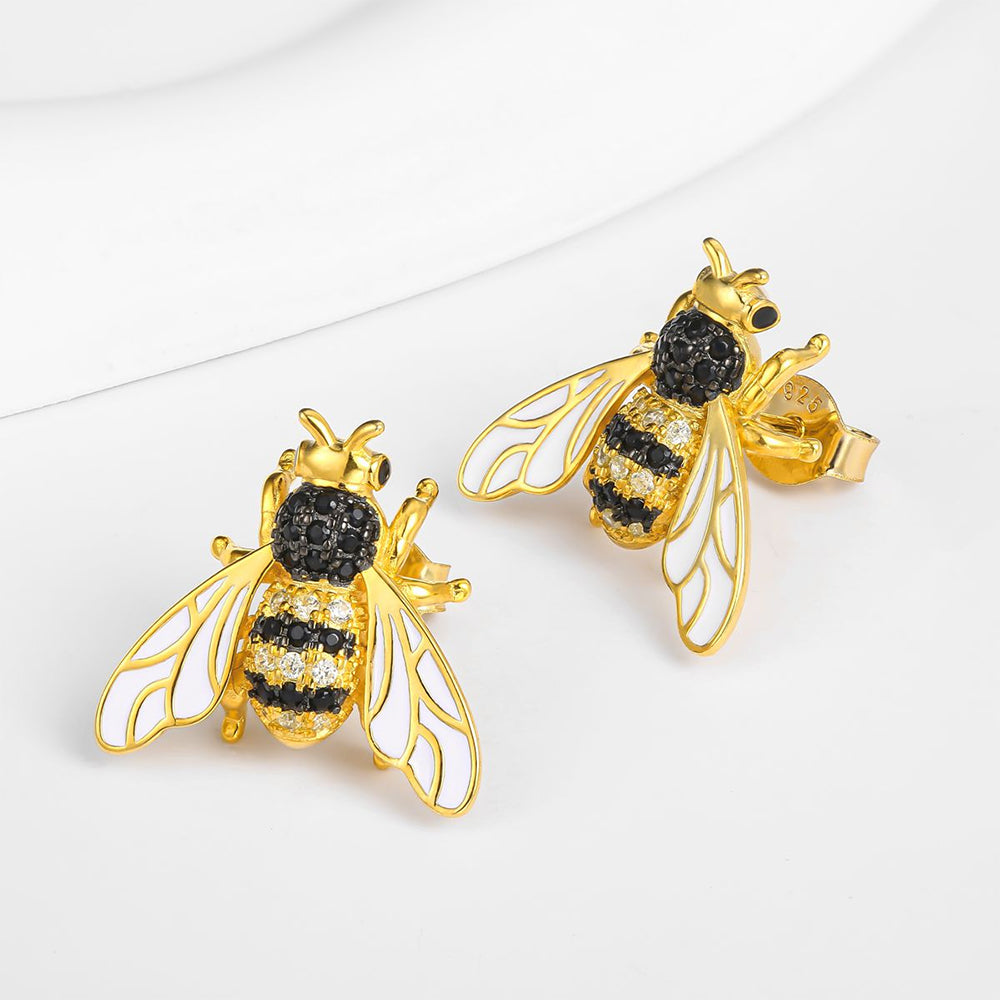 Pozlátené Zliatinové Náušnice s Bielym Emporia® Krištáľom a Čiernym Emporia® Krištáľom 1 