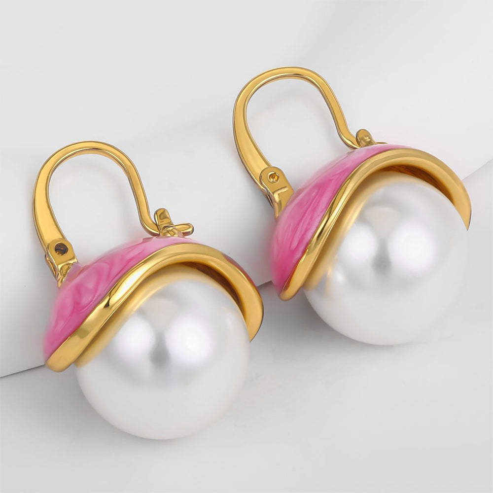 Pozlátené Zliatinové Náušnice s so Smaltom 1 