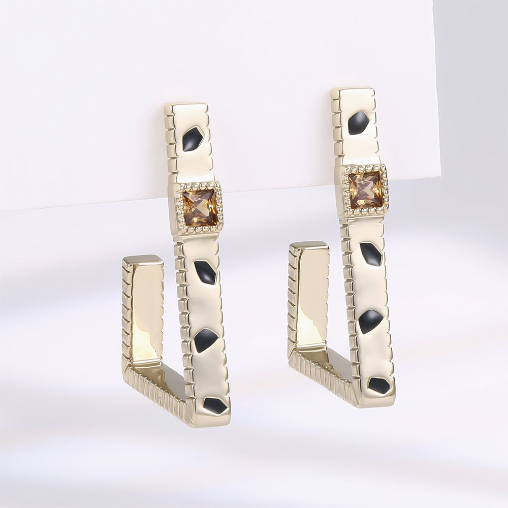 Pozlátené Zliatinové Náušnice s Hnedým Emporia® Krištáľom 1 