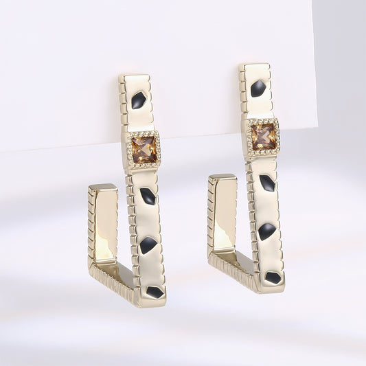 Pozlátené Zliatinové Náušnice s Hnedým Emporia® Krištáľom