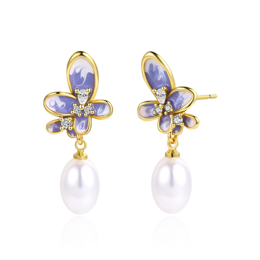 Pozlátené Zliatinové Náušnice s Modrým Emporia® Krištáľom