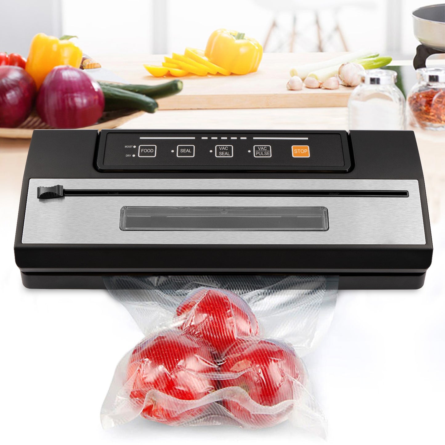Vacuum Sealer with Pulse Function and built-in Bag cutter, black